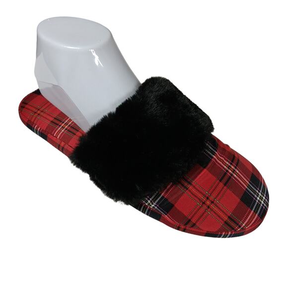 🍒Amputee (R) Victoria's Secret Sleeper Medium Red Plaid and Black Plush Trim - Picture 1 of 8